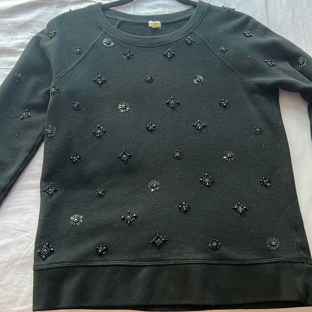 EUC Black beaded J Crew sweatshirt